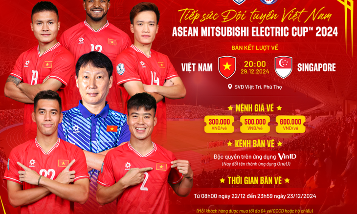 Mở bán vé xem đội tuyển Việt Nam đá bán kết ASEAN Cup 2024 - Ảnh 1. Mở bán vé xem đội tuyển Việt Nam đá bán kết ASEAN Cup 2024 - Ảnh 1.